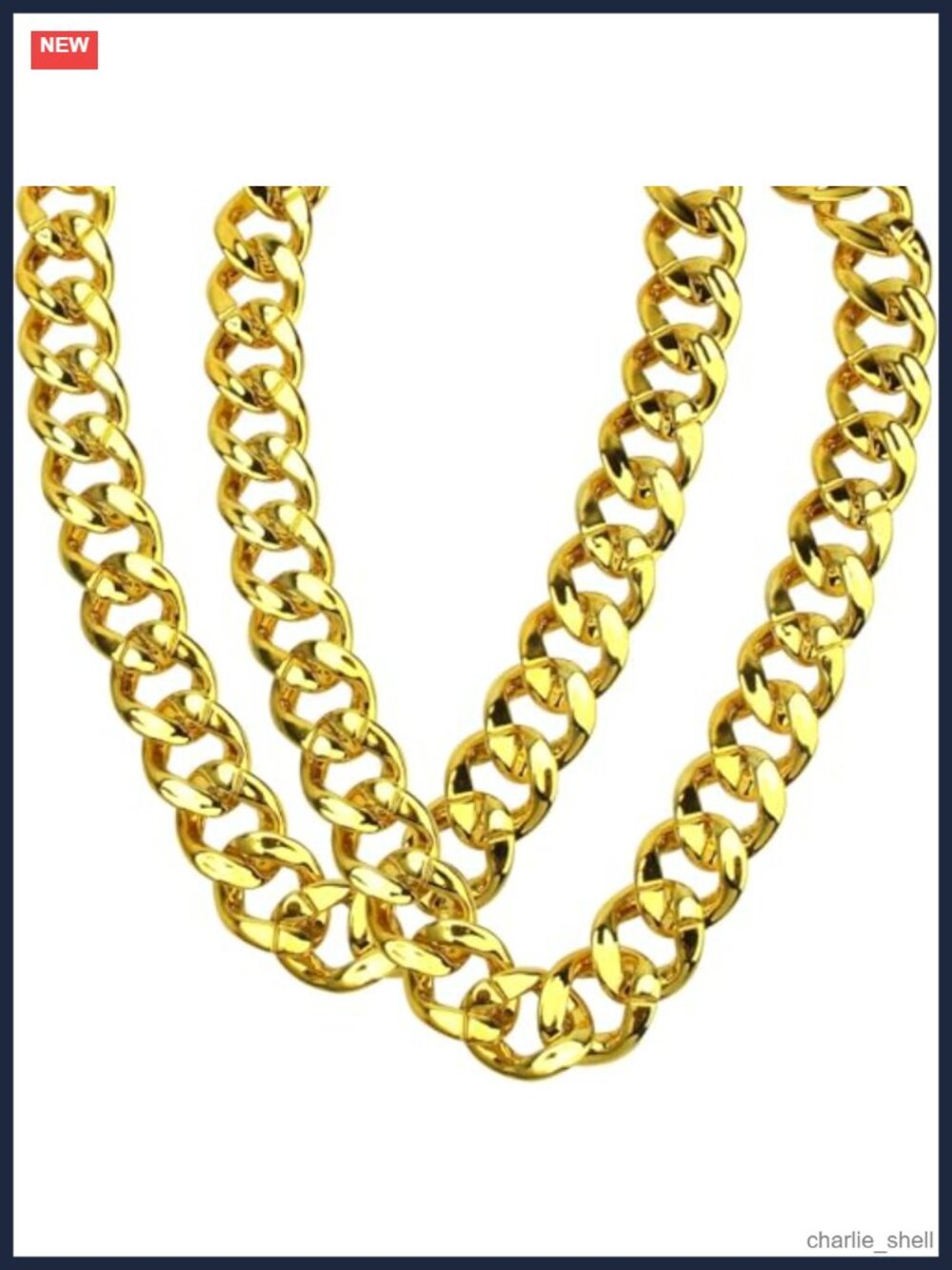 Chunky Plastic Gold Chain Necklace 2 Pack 32 Inch 80s 90s Hip Hop Costume